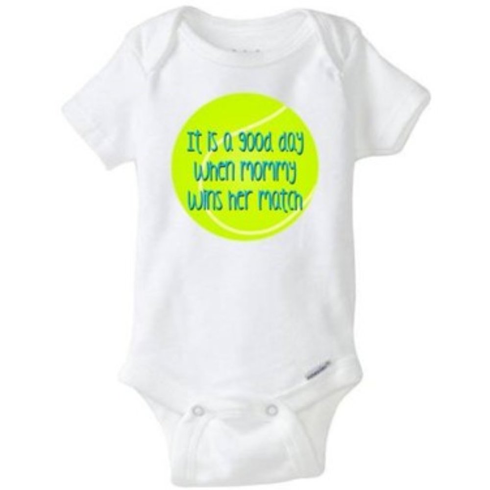 Baby Onsie Tennis "It is a good day when mommy wins her match" – Boy/Blue